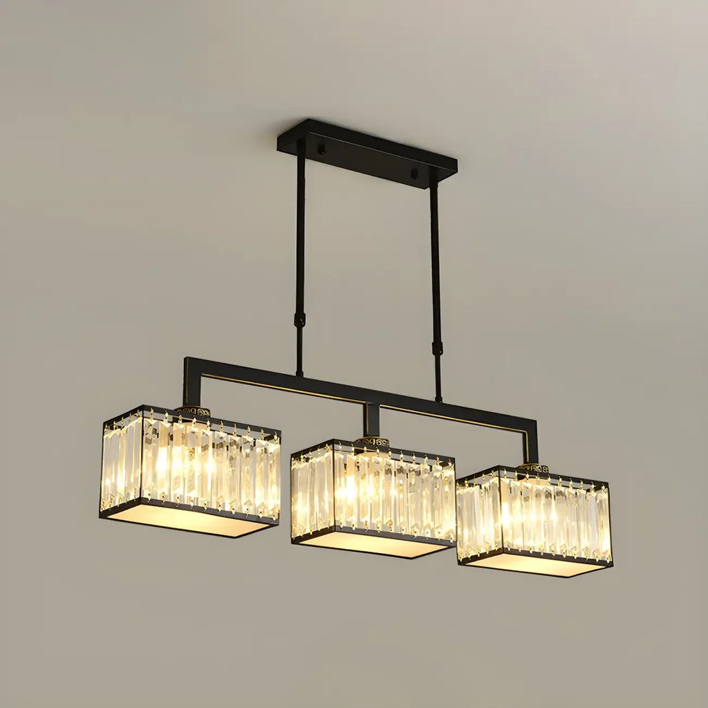 Suspension moderne en cristal doré pour îlot de cuisine