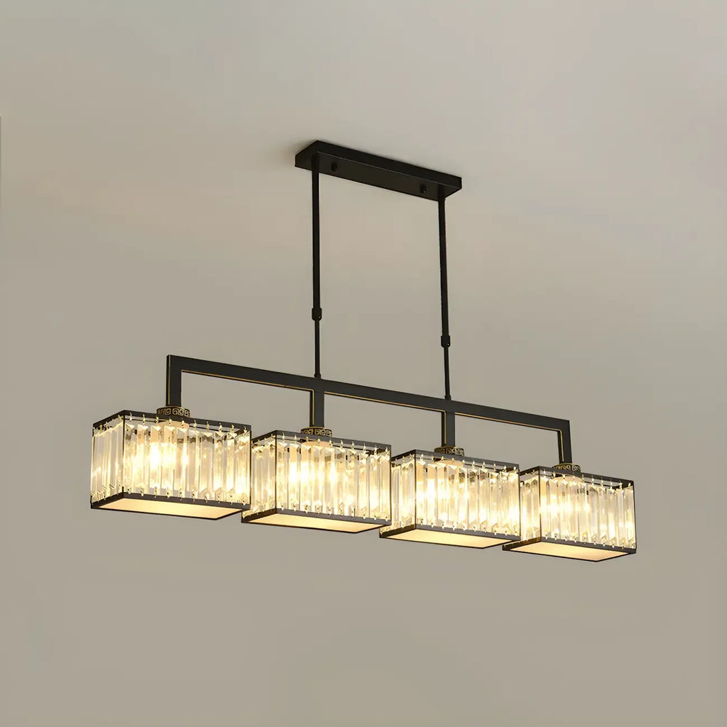 Suspension moderne en cristal doré pour îlot de cuisine