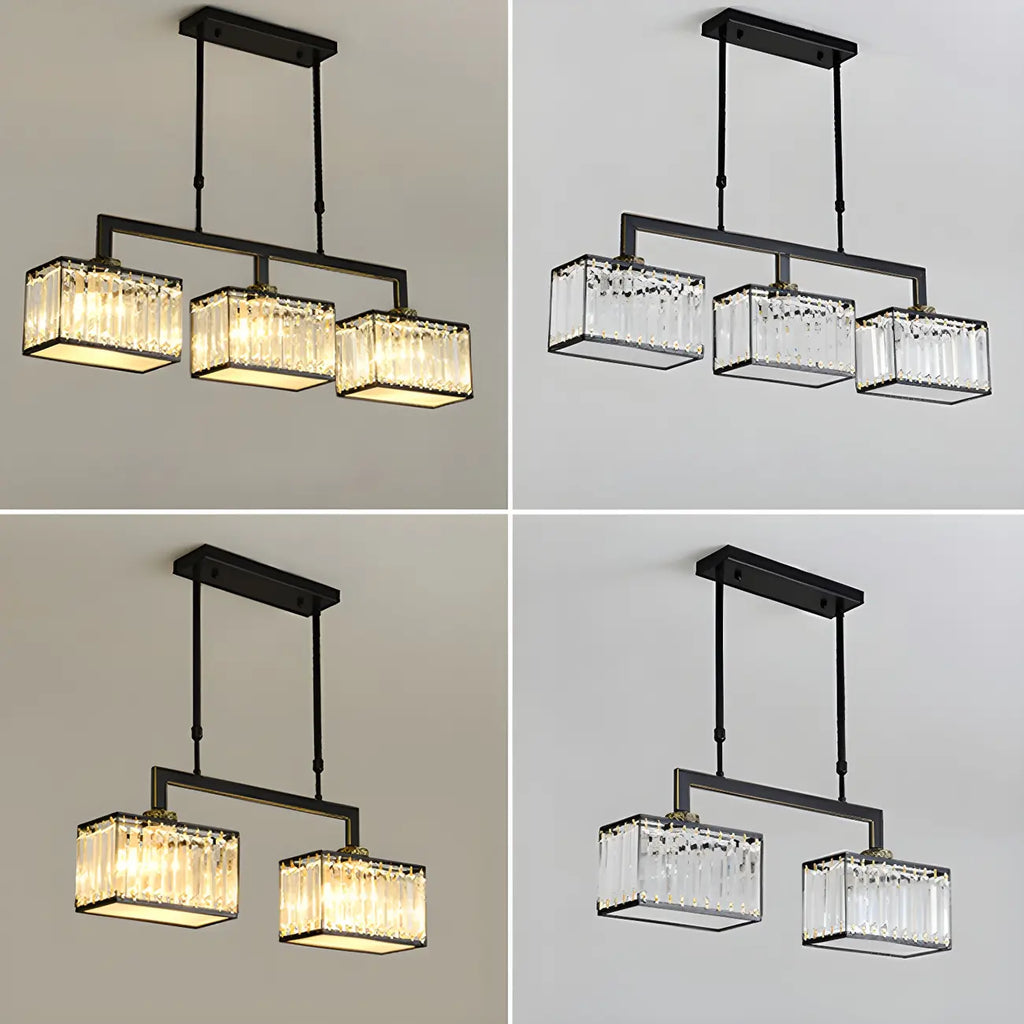 Suspension moderne en cristal doré pour îlot de cuisine