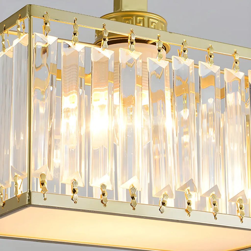 Suspension moderne en cristal doré pour îlot de cuisine