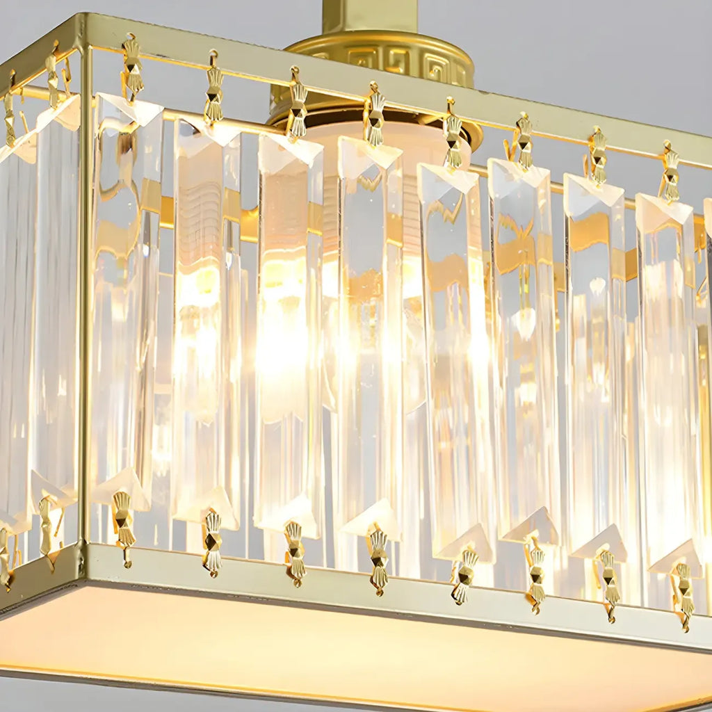 Suspension moderne en cristal doré pour îlot de cuisine