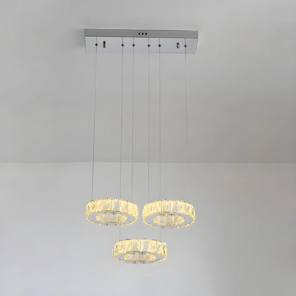 Suspension élégante en cristal avec LED et télécommande pour cuisine.
