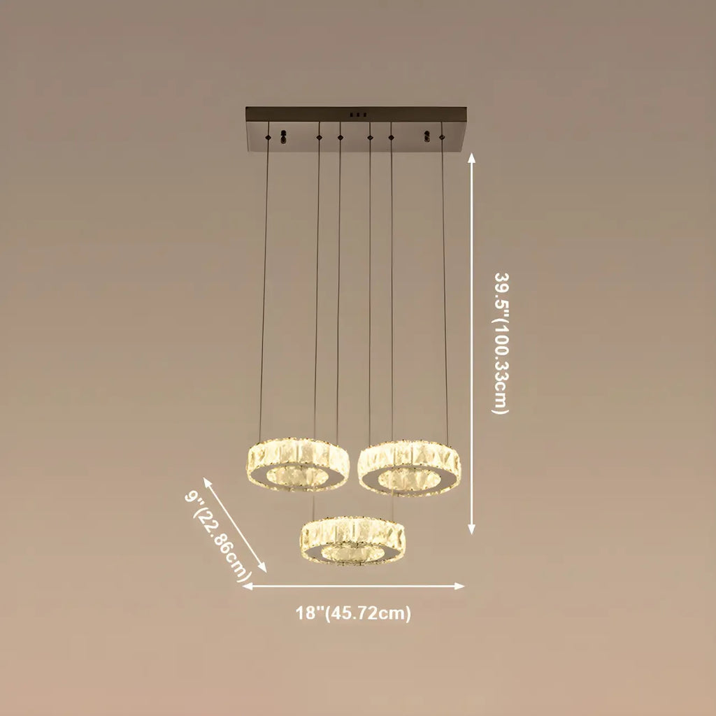 Suspension élégante en cristal avec LED et télécommande pour cuisine.