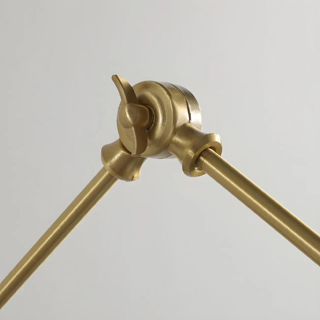 Applique murale vintage dorée à bras articulé avec interrupteur à chaînette