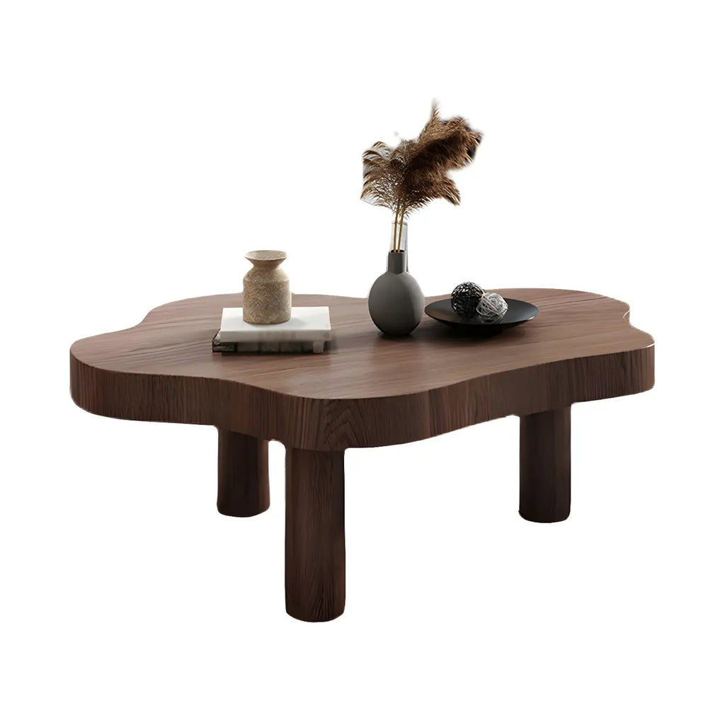 Table basse en pin naturel en forme de nuage avec 3 pieds