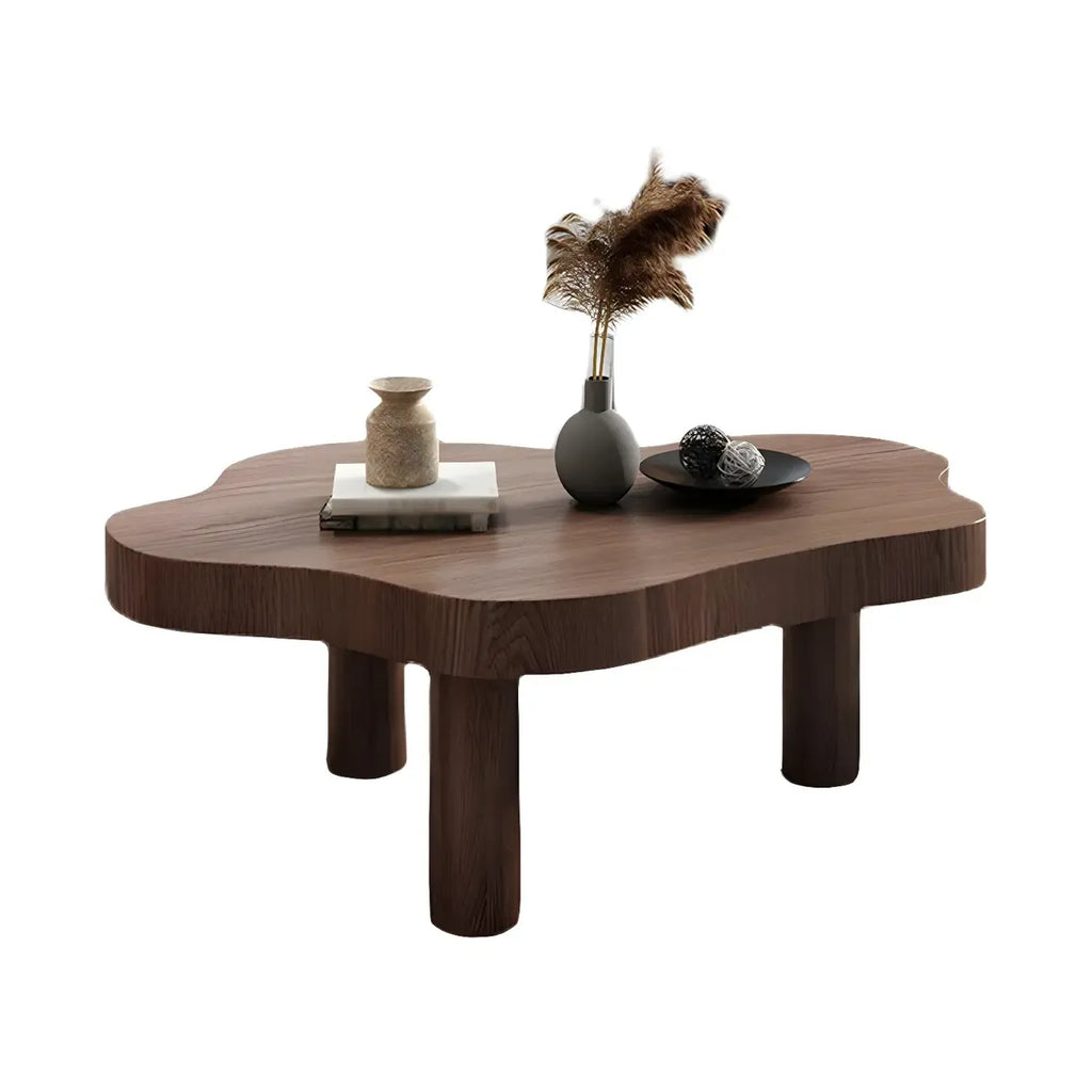 Table basse en pin naturel en forme de nuage avec 3 pieds