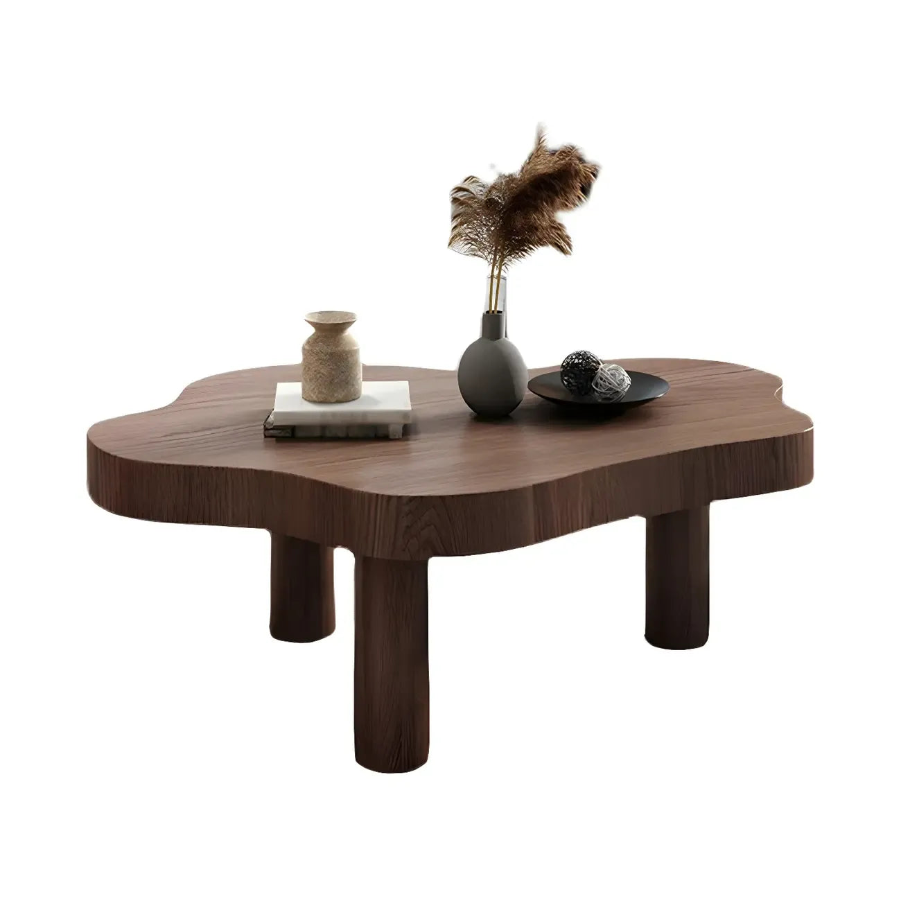 Table basse en pin naturel en forme de nuage avec 3 pieds
