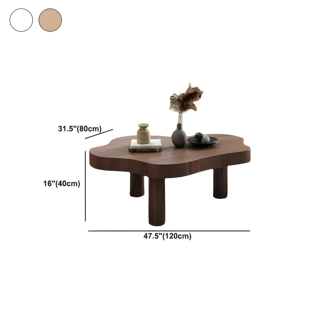 Table basse en pin naturel en forme de nuage avec 3 pieds