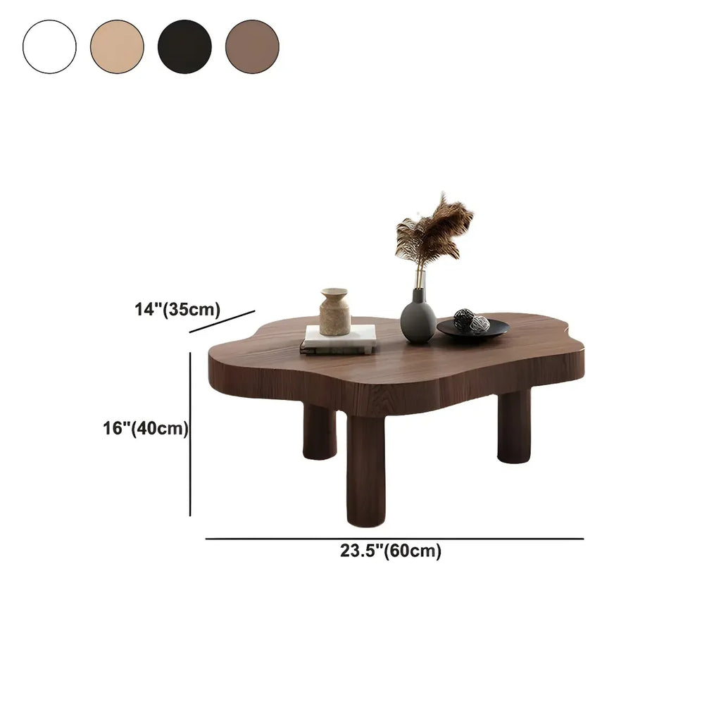Table basse en pin naturel en forme de nuage avec 3 pieds