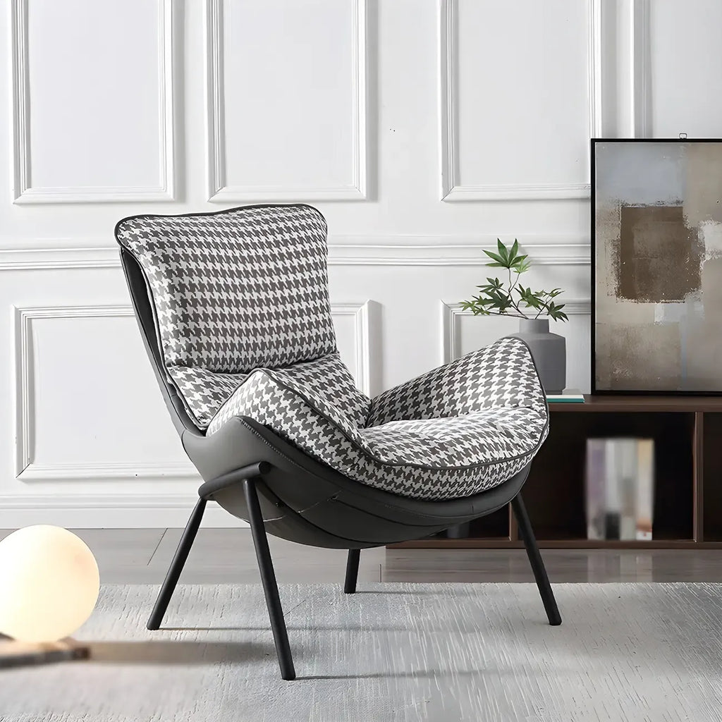 Fauteuil lounge moderne en tissu vert avec assise rembourrée