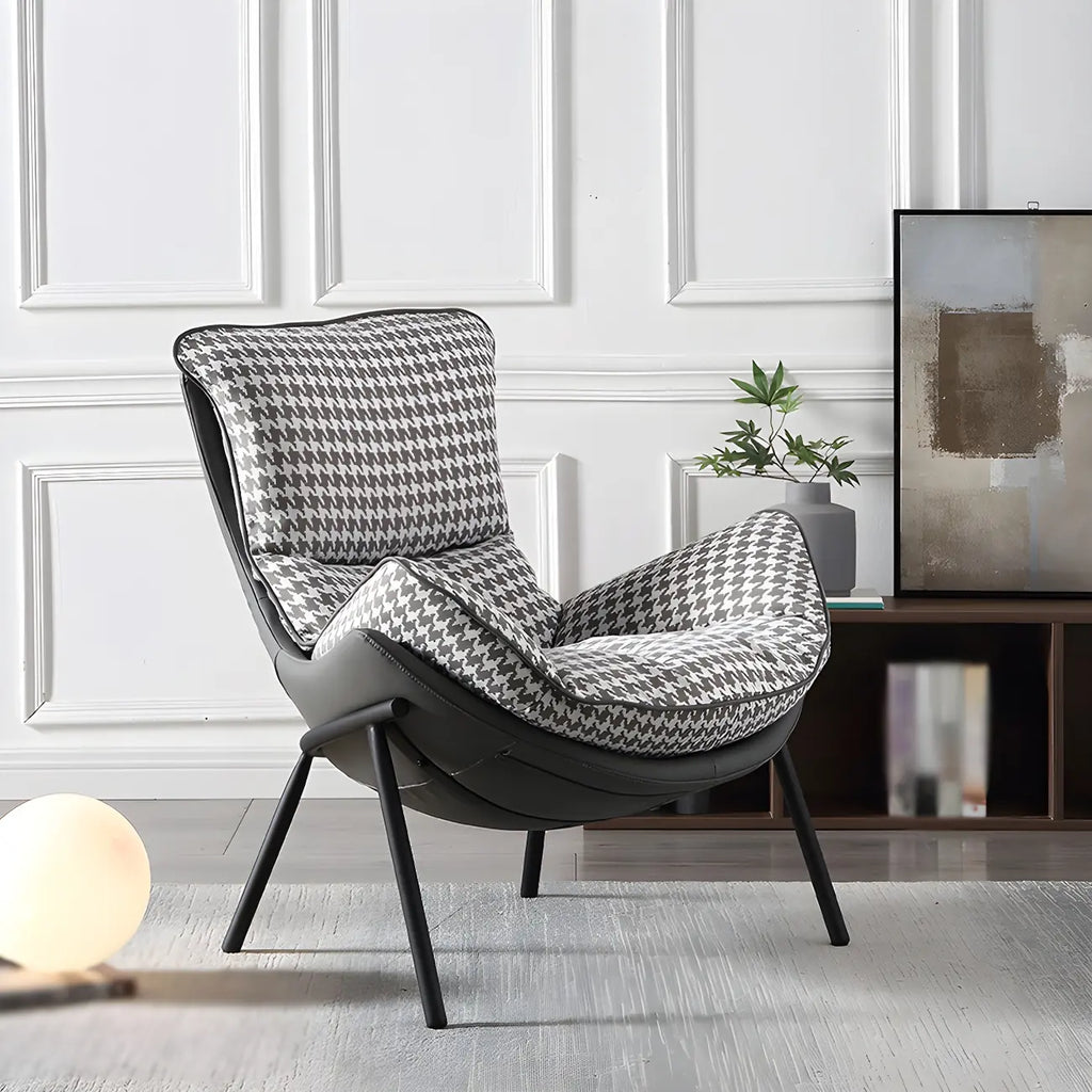 Fauteuil lounge moderne en tissu vert avec assise rembourrée