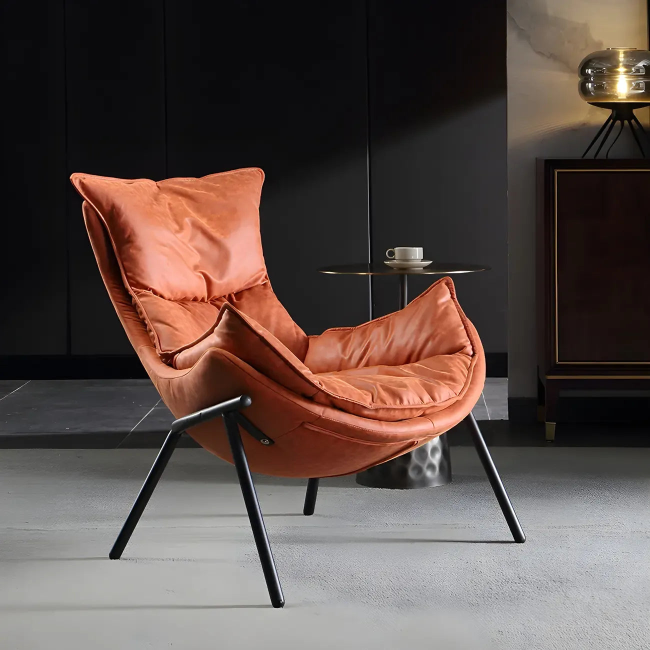 Fauteuil lounge moderne en tissu vert avec assise rembourrée