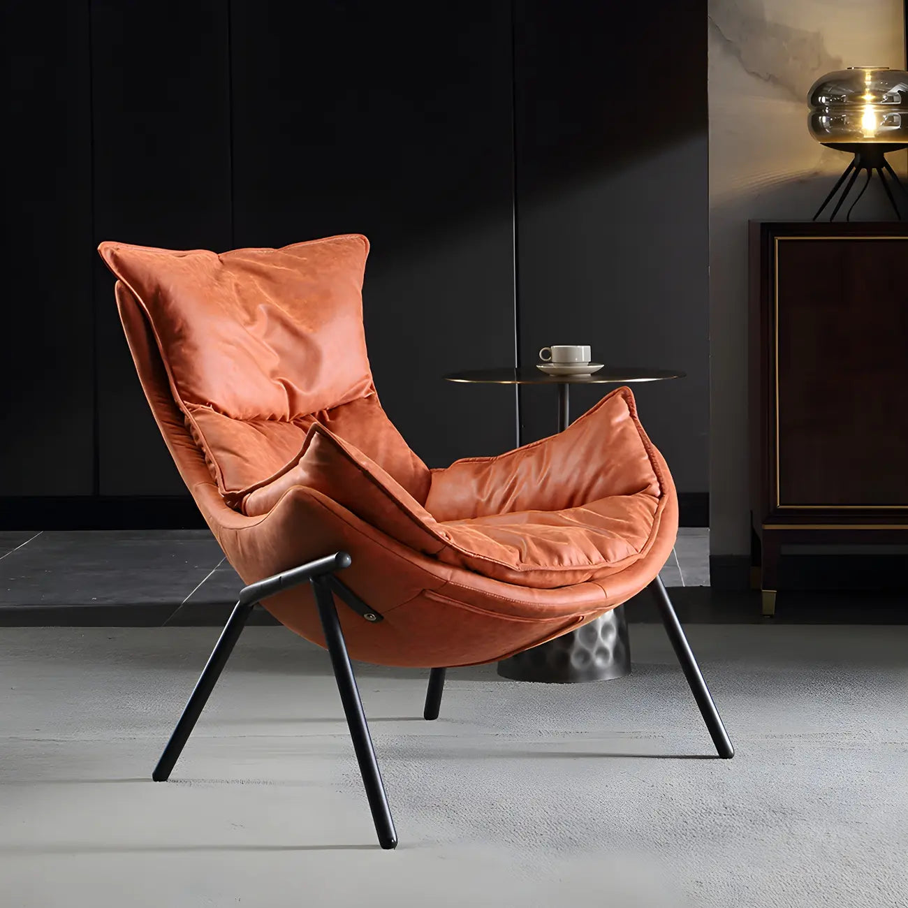 Fauteuil lounge moderne en tissu vert avec assise rembourrée