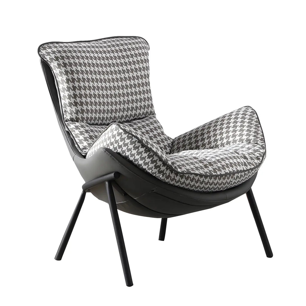 Fauteuil lounge moderne en tissu vert avec assise rembourrée