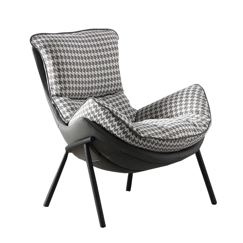 Fauteuil lounge moderne en tissu vert avec assise rembourrée