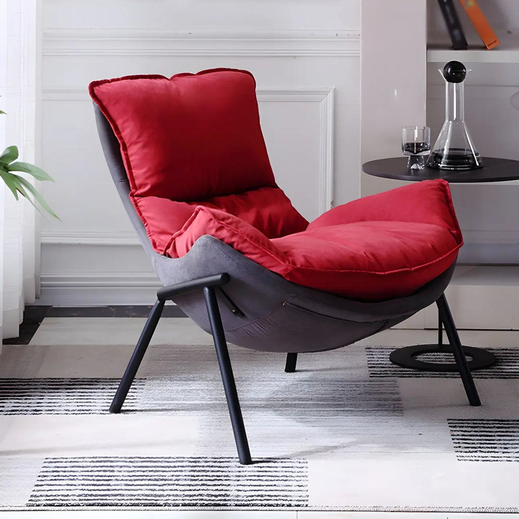 Fauteuil lounge moderne en tissu vert avec assise rembourrée