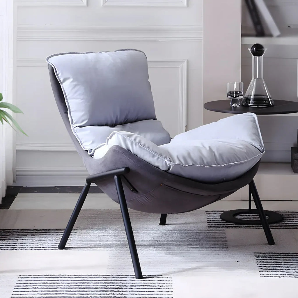 Fauteuil lounge moderne en tissu vert avec assise rembourrée