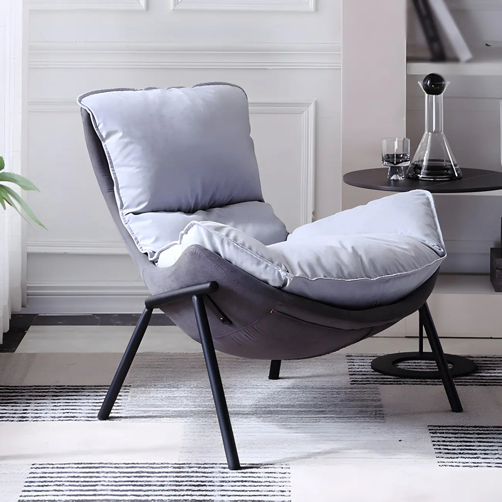 Fauteuil lounge moderne en tissu vert avec assise rembourrée