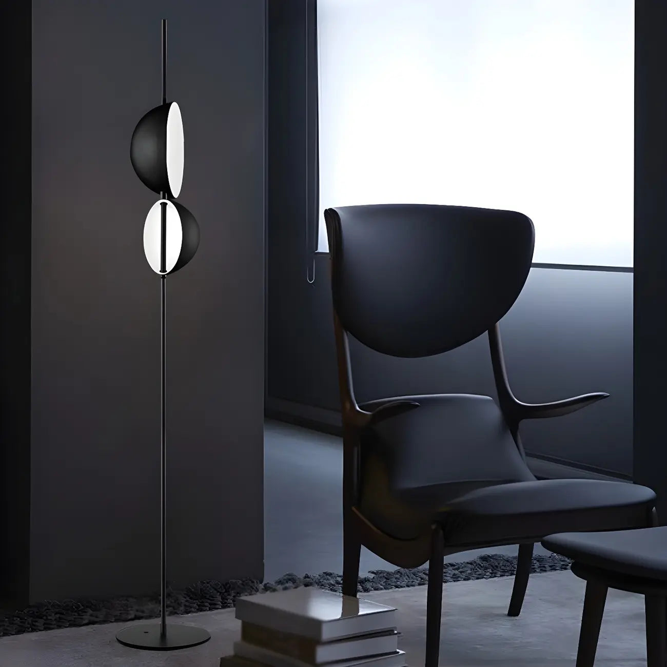 Lampadaire hémisphérique moderne en métal à 2 lumières pour salon