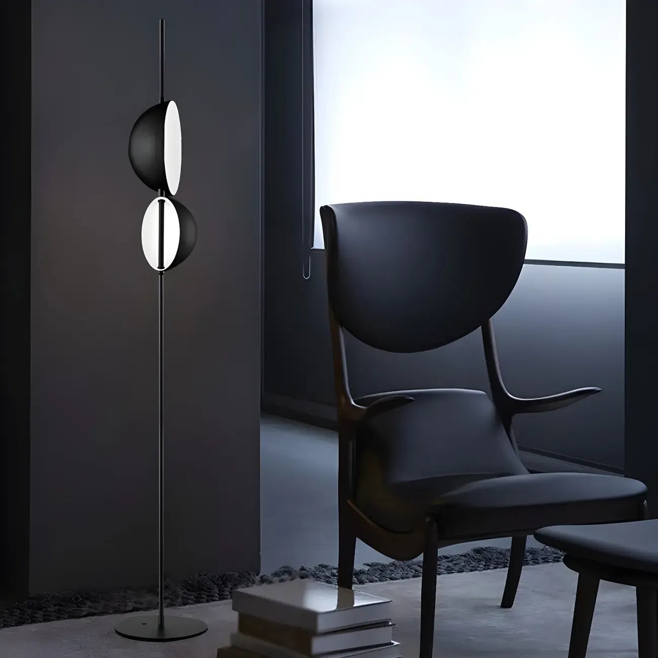 Lampadaire hémisphérique moderne en métal à 2 lumières pour salon