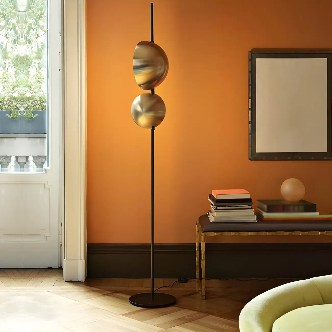 Lampadaire hémisphérique moderne en métal à 2 lumières pour salon