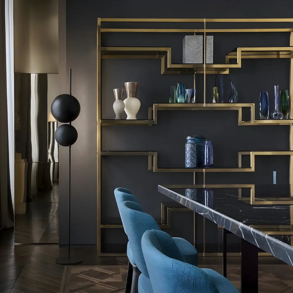 Lampadaire hémisphérique moderne en métal à 2 lumières pour salon