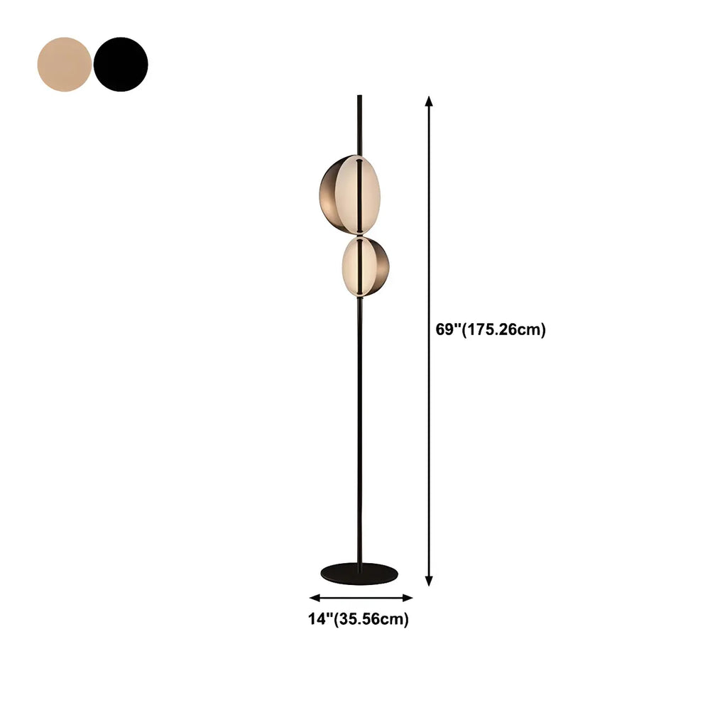 Lampadaire hémisphérique moderne en métal à 2 lumières pour salon