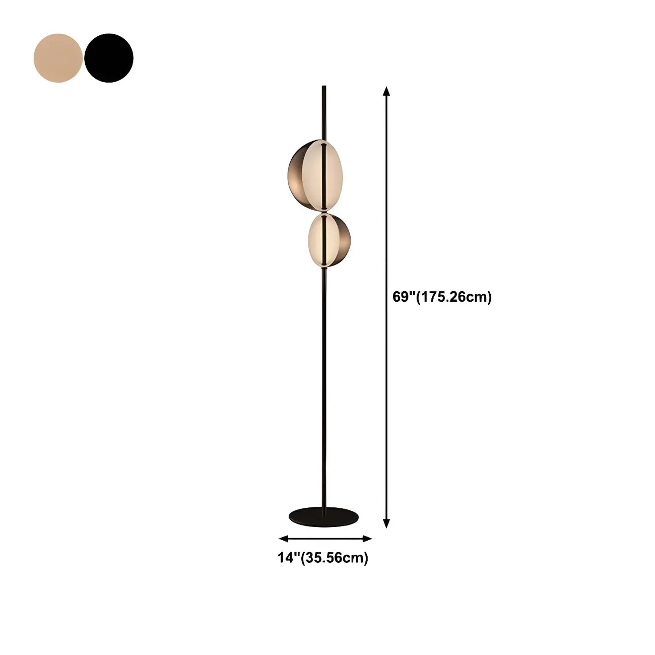 Lampadaire hémisphérique moderne en métal à 2 lumières pour salon