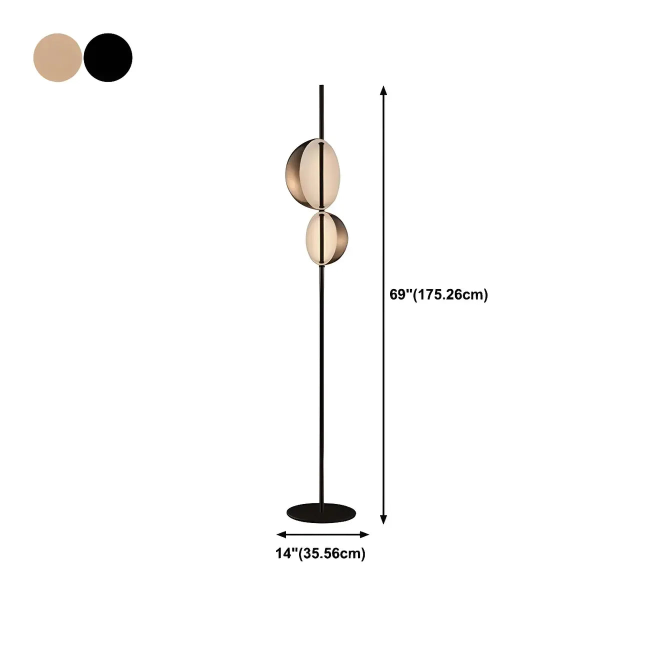 Lampadaire hémisphérique moderne en métal à 2 lumières pour salon