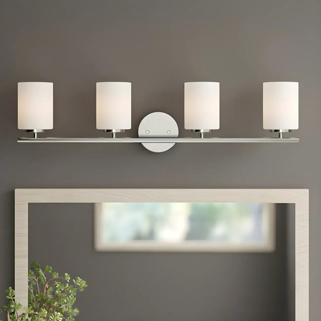 Applique murale cylindrique en métal et verre de style industriel pour salle de bain