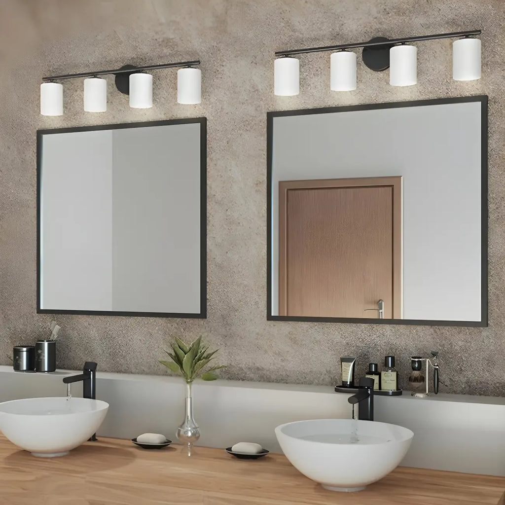 Applique murale cylindrique en métal et verre de style industriel pour salle de bain