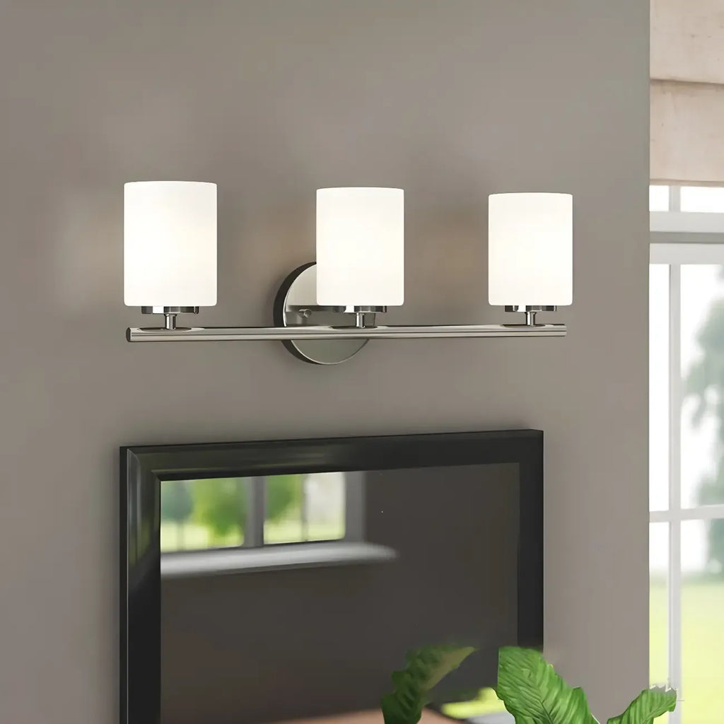 Applique murale cylindrique en métal et verre de style industriel pour salle de bain