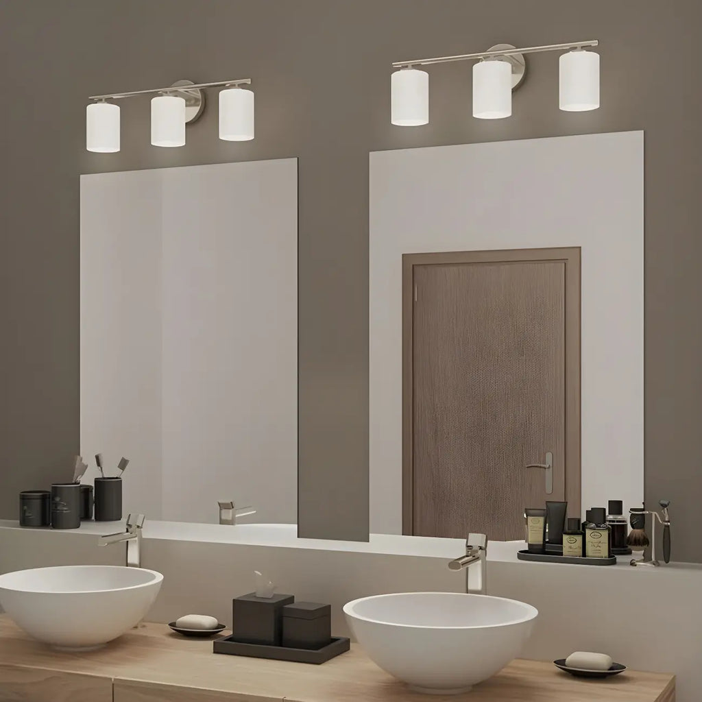 Applique murale cylindrique en métal et verre de style industriel pour salle de bain