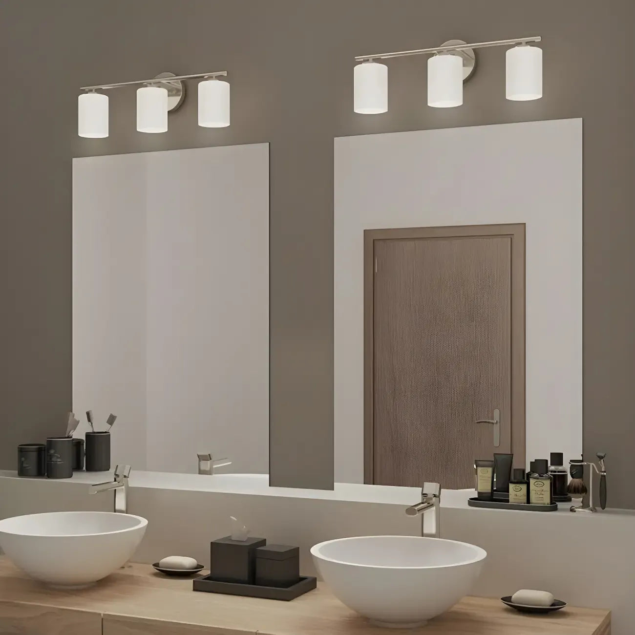 Applique murale cylindrique en métal et verre de style industriel pour salle de bain