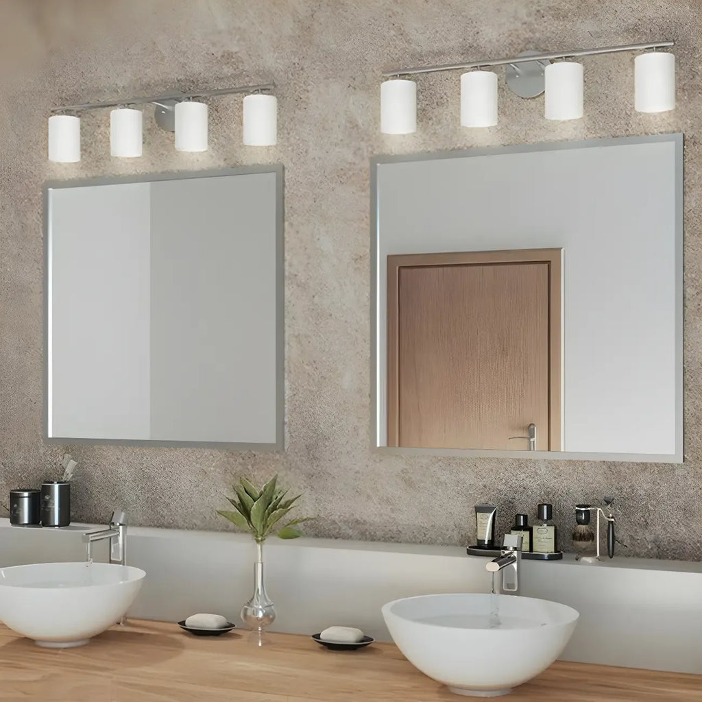 Applique murale cylindrique en métal et verre de style industriel pour salle de bain