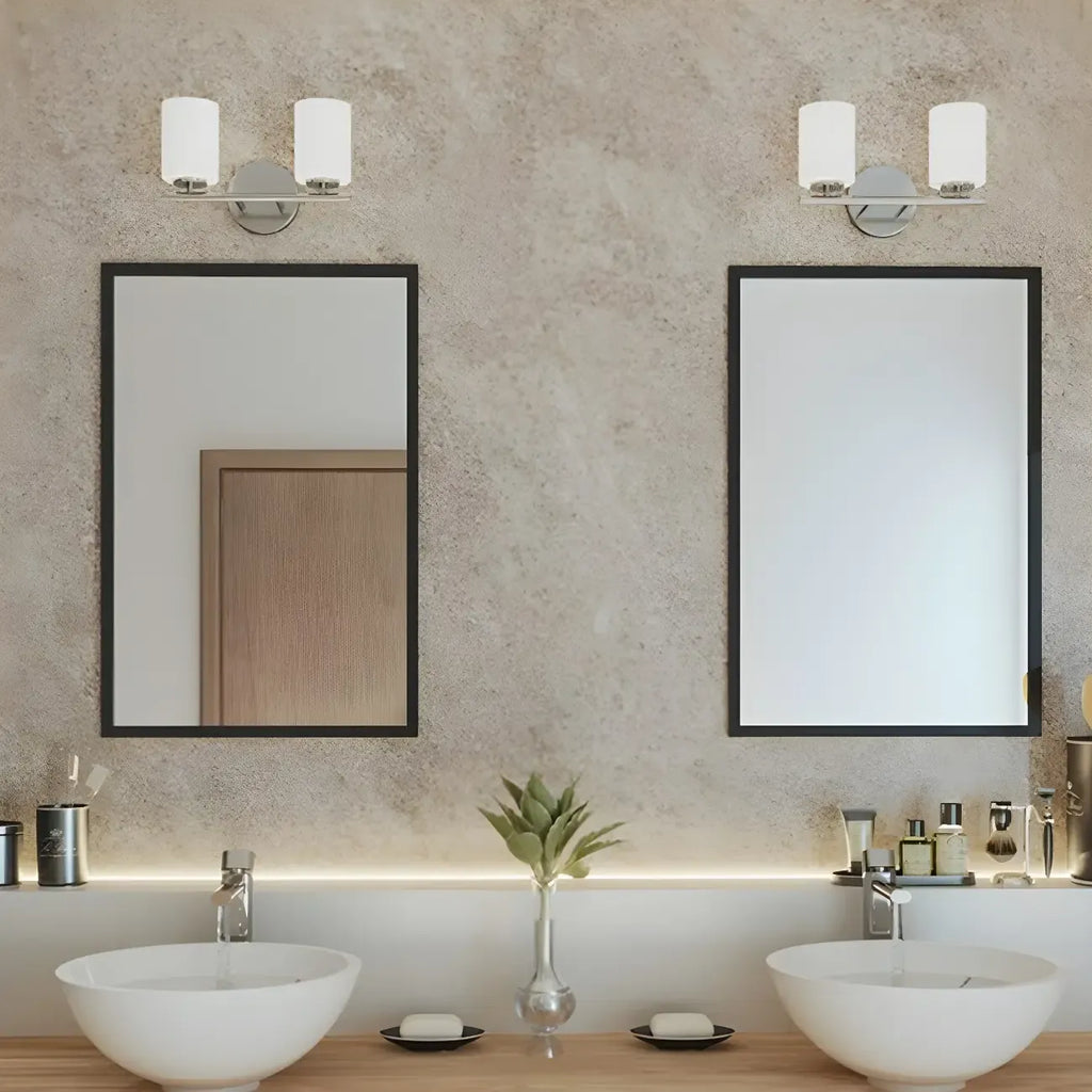 Applique murale cylindrique en métal et verre de style industriel pour salle de bain