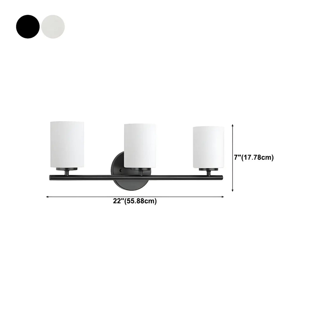 Applique murale cylindrique en métal et verre de style industriel pour salle de bain