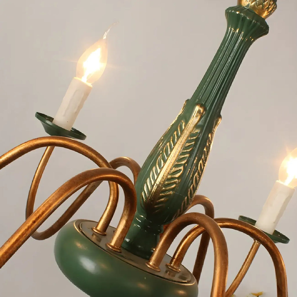 Lustre candélabre Empire traditionnel à 6 lumières réglable en bois
