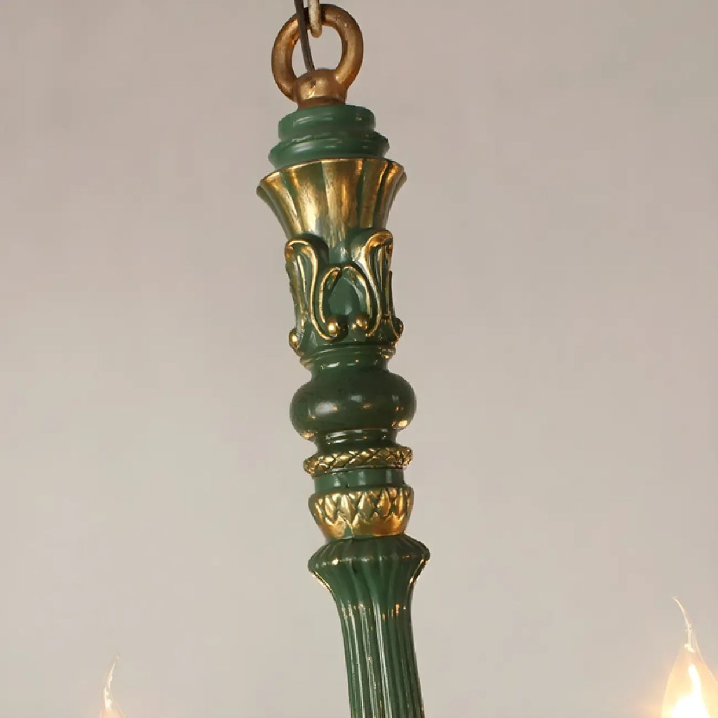 Lustre candélabre Empire traditionnel à 6 lumières réglable en bois