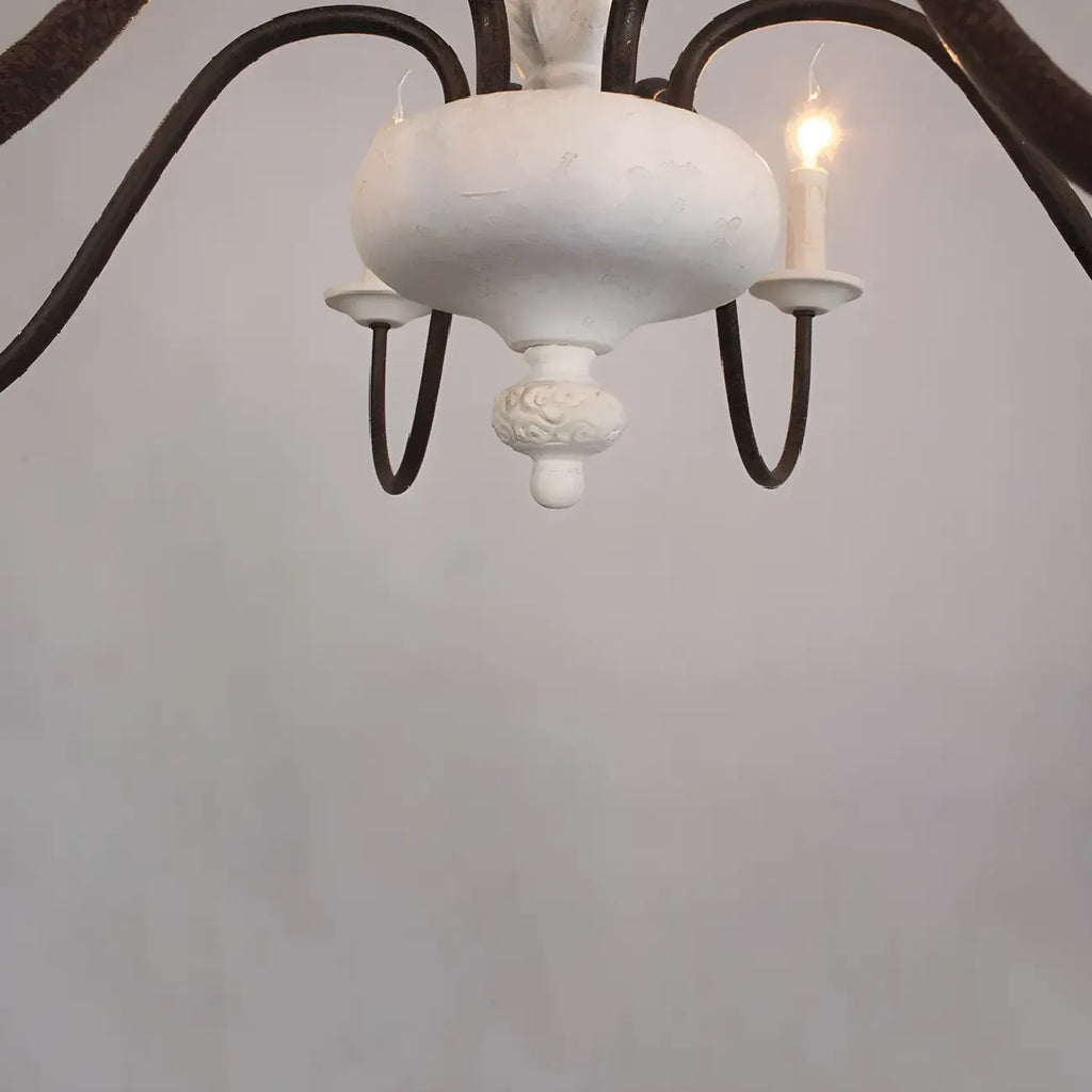 Lustre candélabre Empire traditionnel à 6 lumières réglable en bois