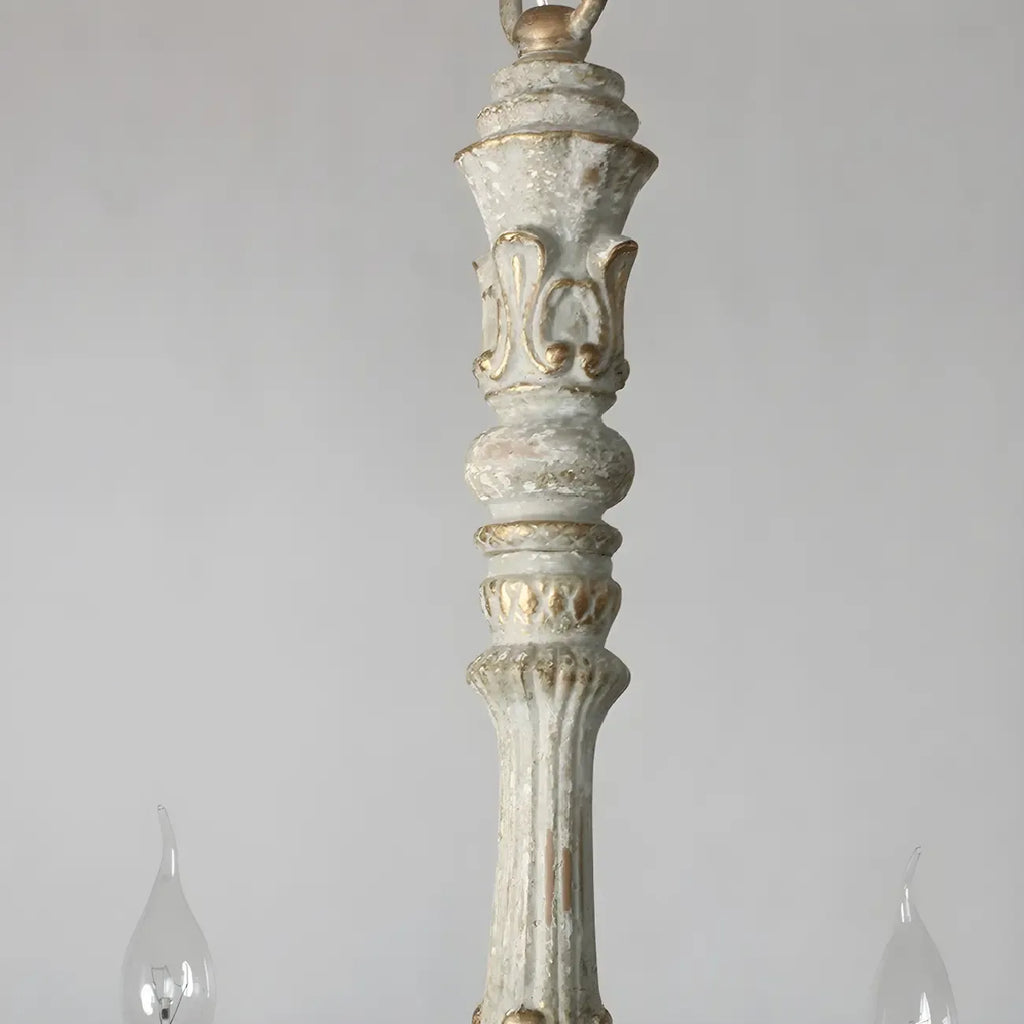 Lustre candélabre Empire traditionnel à 6 lumières réglable en bois