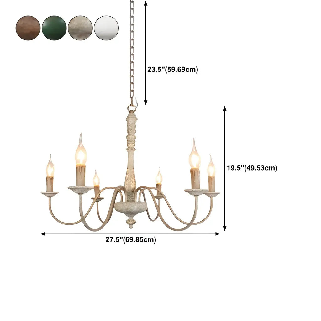 Lustre candélabre Empire traditionnel à 6 lumières réglable en bois