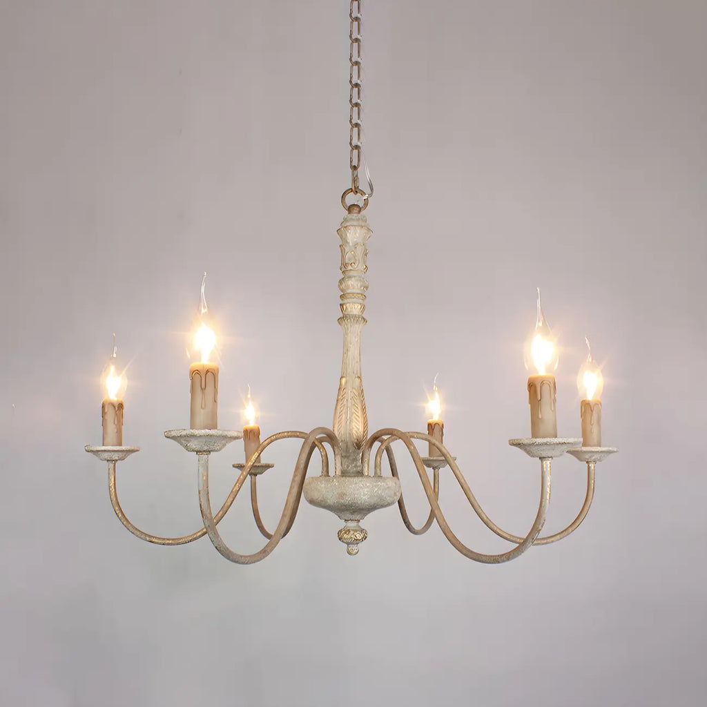 Lustre candélabre Empire traditionnel à 6 lumières réglable en bois
