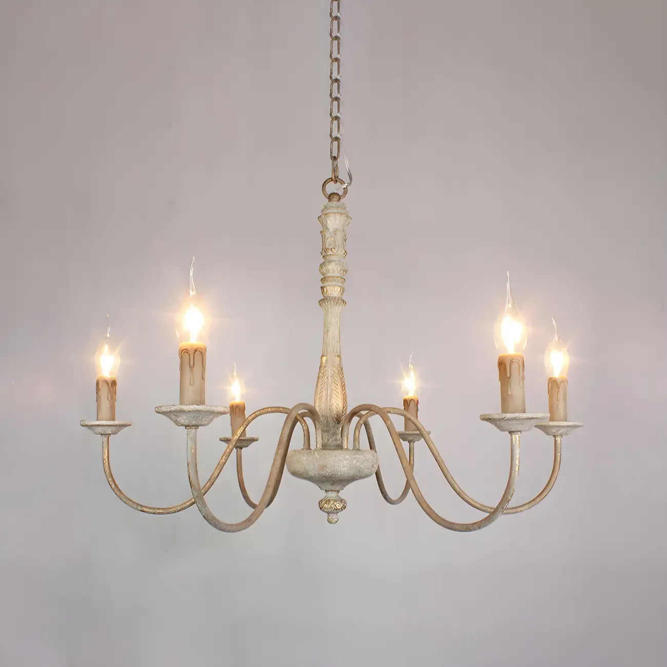 Lustre candélabre Empire traditionnel à 6 lumières réglable en bois
