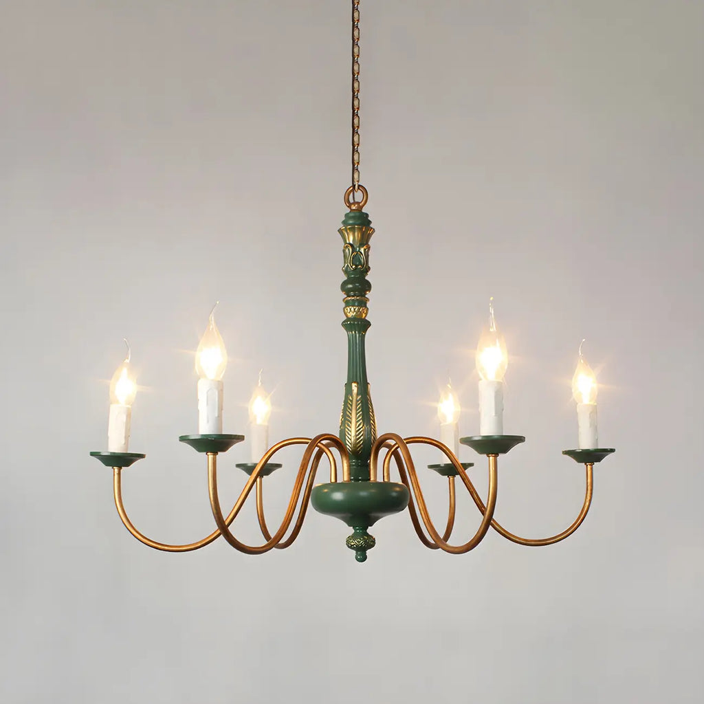 Lustre candélabre Empire traditionnel à 6 lumières réglable en bois
