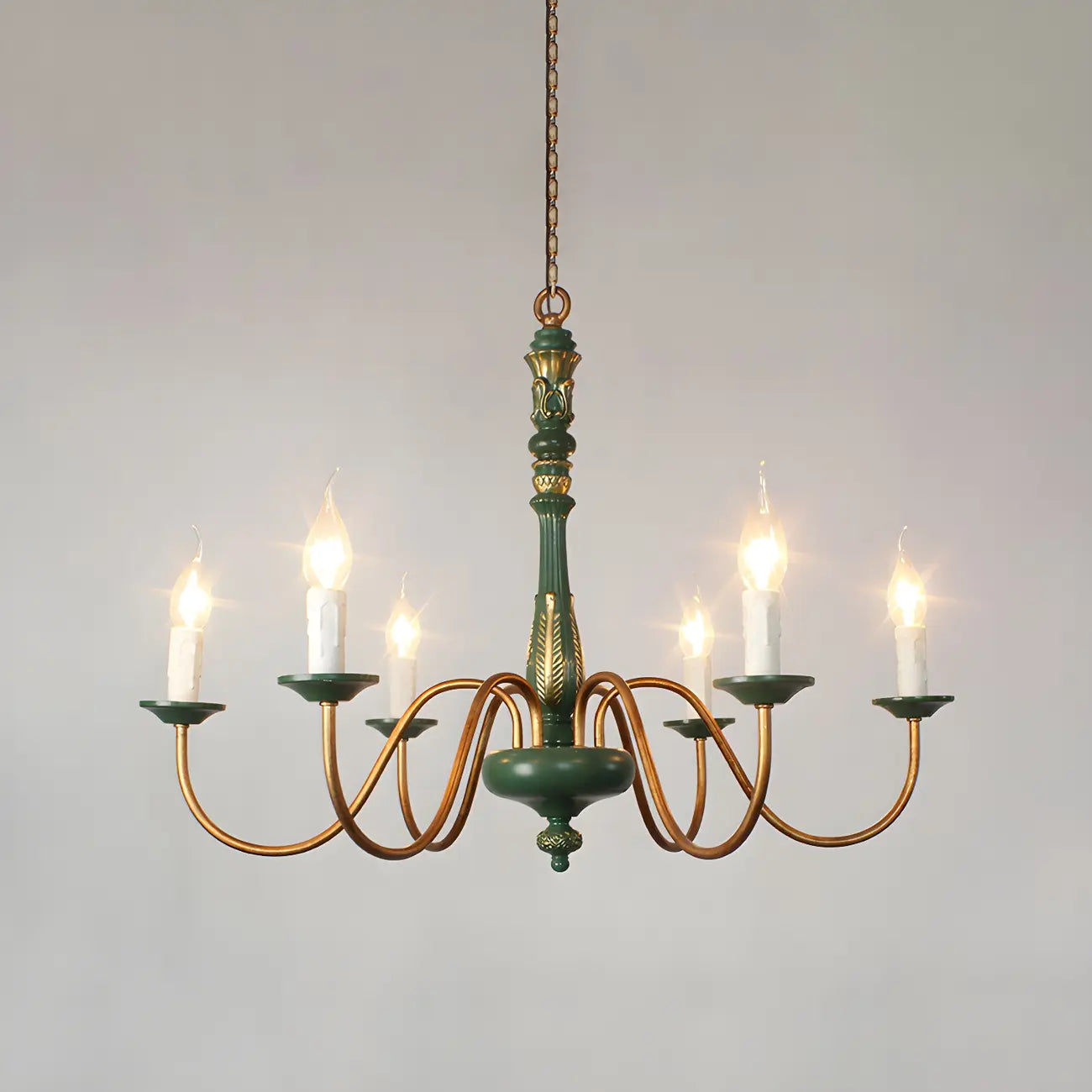 Lustre candélabre Empire traditionnel à 6 lumières réglable en bois