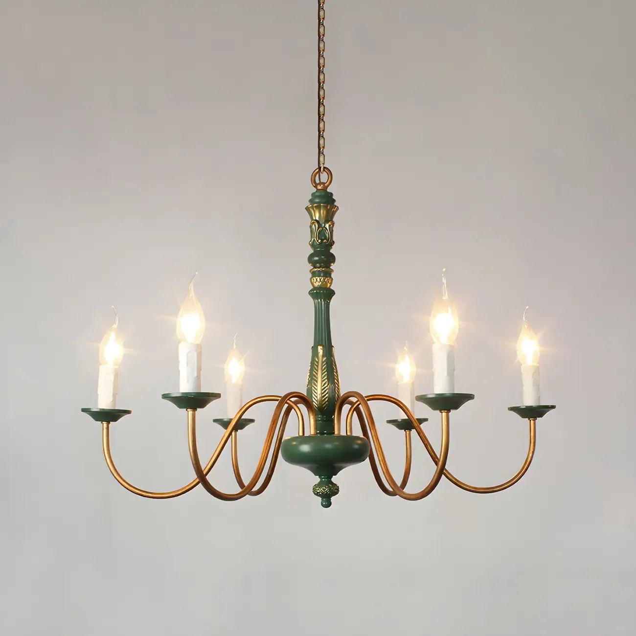 Lustre candélabre Empire traditionnel à 6 lumières réglable en bois