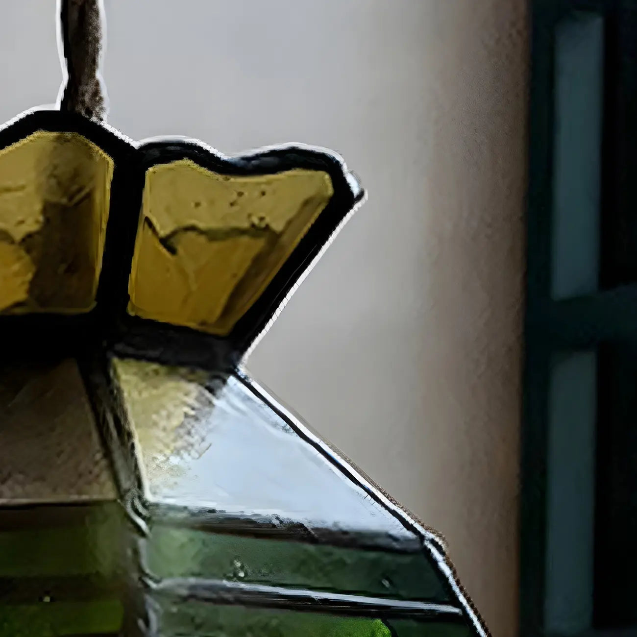 Suspension en laiton avec vitrail floral et hauteur réglable