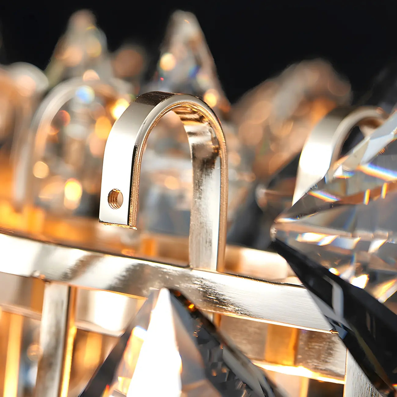 Suspension rectangulaire en cristal doré pour cuisine