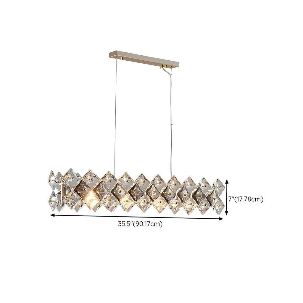 Suspension rectangulaire en cristal doré pour cuisine
